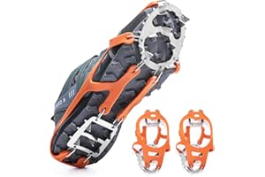 IGnaef Snow Ice Shoe Grips Winter Boot Grippers Strap Metal Spikes Cleat 18 Studs Anti Slip Shoe Snow Ice for Winter Outdoor Activities