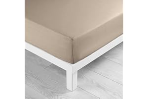 douceur d'intérieur, Drap Housse (140 x 190 cm) Lina Sable, 100% Coton