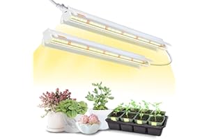 ANPSSSEN Lampade per Piante T5 da Interno, Confezione da 2 (40cm, 10W x2) Luce LED a Spettro Completo con Riflettori per Piantine, Fascia Luminosa 4000K Bianca per Scaffali e Ripiani