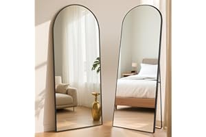 ‎ABXMAS ABXMAS Ganzkörperspiegel 180x76 cm Schwarz, Hochwertiger Standspiegel mit Aluminiumrahmen und Gehärtetem Glas, Wandspiegel für Wohnbereich, Ankleidezimmer