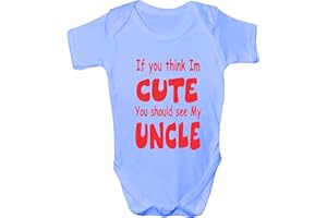 PRINT4UCOUK Think I'm Cute See My Uncle present Funny Babygrow~Babies Gift Boy/Girl Vest Babies