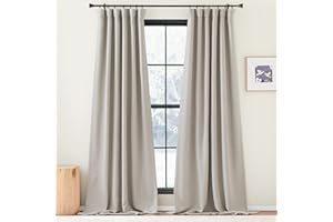 PONY DANCE Eleganckie zasłony do salonu, efekt lnu, ołówkowe plisowanie, kieszeń, zasłony zaciemniające do sypialni dziecięcej, szer. 140 x 244 cm (szer. x wys.), szare Angola