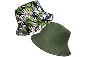 TOSKATOK®Anti UV UPF 50+ Bob été Unisexe Hommes Femmes Feuille de Palmier Tropical Coton