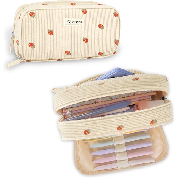 MHwan Pennenetui, etui in retrostijl, hoogwaardig etui van corduroy, licht, kan worden opgehangen, kan worden gebruikt als pennenetui, make-uptas, Small
