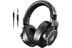 MAONO Auriculares DJ, Auriculares Estudio con Cables Desmontables de 6,35 & 3,5 mm, Diseño Cerrado, Controladores de 50 mm, para DJ, Podcast, PC, micrófono, Guitarra, MH700 Negro