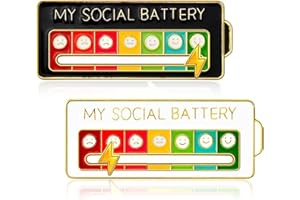 OWNFEEL 2 Pcs SOCIAL BATTERY Brooch, Social Mood Pin Badge Battery Indicator Lapel Brooch, Adjustable Sliding Scale BadgeCreative Expression Pin for 7 Days, Mood Expressing Pin For Introverts