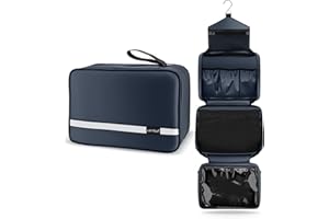 Carttiya duża kosmetyczka, męska i damska, podróżna kosmetyczka na przybory toaletowe, kosmetyczna, wodoodporna wisząca kosmetyczka, w podróż służbową, na siłownię, wakacje, do domu, (Granatowy)