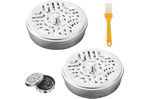 LOEPENLE Mosquito Spiral Halter,2 Stück Mückensspiale Behälter mit 1 Bürsten,Moskito Spulenhalter,Schnaken Spiralen,Edelstahl Halter für Mosmospulen,Mückensspialen Behälter,InsectSpirale Halter