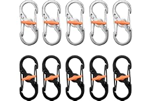 S karbinhake liten skruvkarbinhake, 10 stycken karbinhakar litet rostfritt stål, karbinhake mini nyckelring S utomhus camping