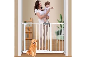 SKY-TOUCH Auto Close Safety Baby Gate, Extra Wide Child Gate 75-84cm + 20cm Extension Kit Maximum Suitable For 104cm, Baby Gates for Stairs & Doorways, Easy Install (Gate + 20cm Extension Kit)