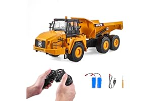 VEVOR Autocarro con Cassone Ribaltabile Telecomandato 11 Canali, Autocarro Giocattolo Telecomando RC 1:16, Veicolo da Costruzione Giocattolo Cabina in Metallo Luce, Veicolo a Benna Ribaltabile