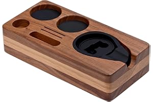 Normcore Estación de apisonamiento de espresso, soporte de base de estación de café de nogal americano natural para portafiltro, manipulador y distribuidor de 51 mm, 54 mm, accesorios de espresso para