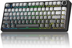 AULA F75 75% Wireless Gasket Gaming Keyboard, Hot Swappable Gaming Keyboard, Pre-Lubed Reaper Switches, Five-Layer Padding & Knob, 2.4GHz/Bluetooth 5.0/USB-C Tri-Mode, RGB Backlit for PC/Mac