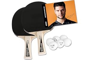 Butterfly Dimitrij Ovtcharov zestaw do tenisa stołowego, 2 rakietki do tenisa stołowego + 6 piłek TT, certyfikowana przez ITTF, gąbka 1,5 mm, dla początkujących do tenisa stołowego