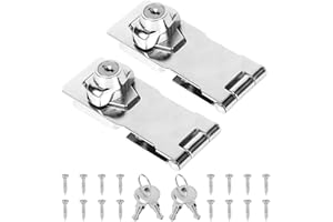 EXLECO 2 STK Überfalle mit Schloss Vorhängeschloss, Haspe Edelstahl Kellerschloss Schrankschloss Türriegel Außen Schiebetür Schloss mit Schlüssel Sicherheitsüberfalle für Gartentor Tore Garage Silber