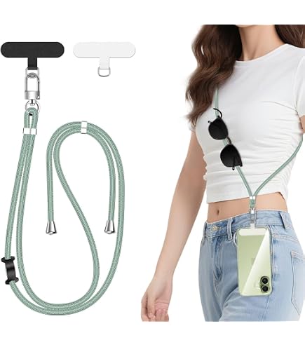 Pack De 2 Cordones Colgantes Para Móvil – Color Fucsia Con Parche Blanco, Ajustable Y Compatible Con Cualquier Smartphone