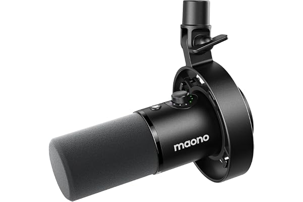 MAONO Dynamic Microphone-XLR USB Podcast Recording Mic: for Vocal Recording, Content Creation, Home Studio, Voiceover, with 192kHz/24bit, Noise Reduction, Mic Gain, Monitoring, Mute (PD300X) Black