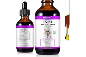 ZOXPM Cat Multivitamins Liquid, 15 in 1 Cat Vitamins Promotes Healthy Skin & Coat, Joint, Immune Support, Longevity & More, Vitamins for Cats, with Glucosamine & Cranberry 2 oz