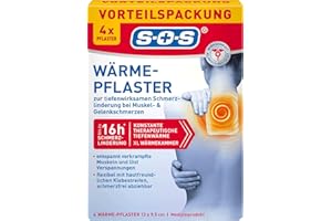‎SOS SOS Wärme-Pflaster (4 Stk.) - bei Muskel & Gelenkschmerzen | Wärmepflaster für Rücken, Nacken & Schultern | lösen Verspannungen mit 8h Tiefenwärme
