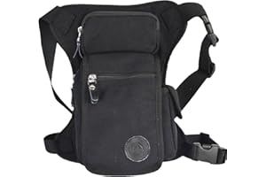 XIEBEN Sac de Jambe Homme Toile Taille Pack en Plein Air Voyage Cuisse Sac pour Hommes Femmes Tactique Militaire Moto Vélo Multi-Poches Drop Leg Sacs Pochette Packs, Noir