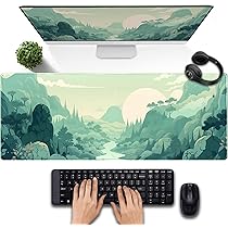 DHSBD Blauwe Geometrische Print Muismat Bureau Pad Lock Edge Large Keyboard Mat