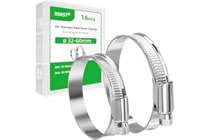 RRRST 16x Schlauchschellen Edelstahl 32-60mm, 304 Edelstahl Korrosion und Rost Widerstand, für Schlauch zum Garten Teich Waschmaschine Pool, 2 verschiedene Größen Schlauchklemmen Set