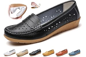 MAOAEAD Women's Orthopedic Loafers in Breathable Leather, Genuine Leather Moccasins Shoes Soft Sole Casual Wide Fit Work Office Nursing Shoes