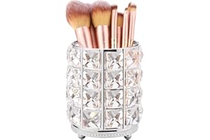 Subsky Organizer Trucchi,Organizer porta pennelli per trucco in cristallo, porta pennelli per trucco in metallo e cristallo, decorazione adatta per stanze di casa