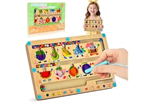 BUSINEY Montessori Toys for 2 3 4 5 6 Years Old, Number Magnetic Maze Board Kids, Magnetic Color and Number Maze Game, Wooden Montessori Puzzle Board Toys Gift for Boys Girls