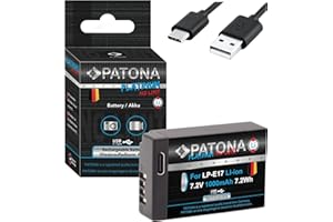 PATONA Platinum LP-E17 Batteria USB (1000 mAh) con ingresso diretto USB - Compatibile con Canon EOS RP R10 R100 77D 200D 250D 750D 760D 800D (1352)