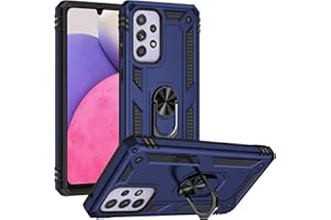 Fetrim Funda para Galaxy A33 5G, Carcasa Shock Absorción de con Anillo de rotación Soporte para Samsung Galaxy A33 5G Azul Marino