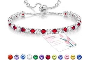 Suyi Tennis Bracelet Birthstone Cubic Zirconia Bracelet Silver Silder Bracelet Birthday Jewellery