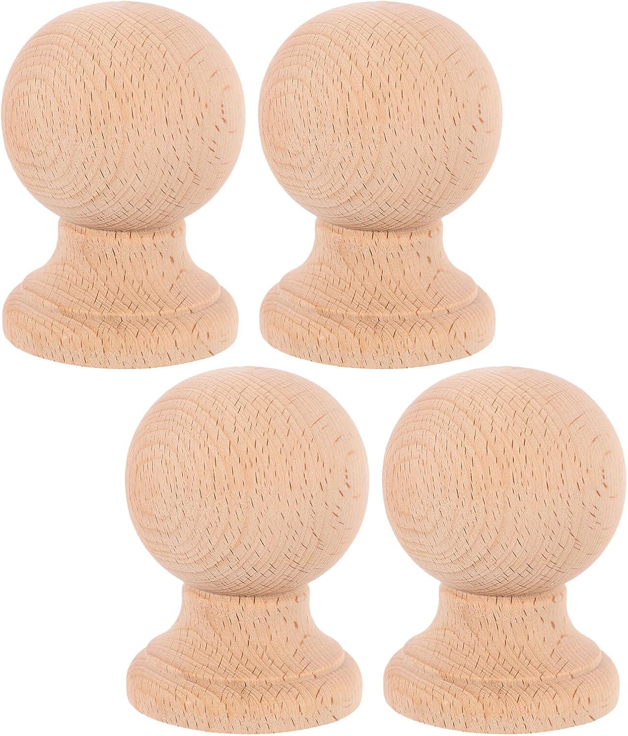 TOYANDONA 4 Piezas Remates de Madera Tallada para Postes de Barandilla, sin Acabado, Tamaño 8x6 Cm, para Decoración de Escaleras y Muebles Interiores, Accesorios para Restauración y