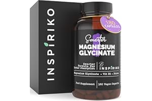 INSPIRIKO Magnesium Glycinate Supplements For Women - Promotes Bone & Muscle Health, Reduces Fatigue & Supports Sleep. Chelated Magnesium Supplements Complex With Zinc, B6, D3 & Folate. 180 Capsules, Made in UK