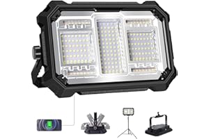 MASMEJOR Faro LED Ricaricabile 100W, Faretto LED Ricaricabile 10000mAh, 5 Modalità Luce, 2 Potenti Magneti, Faro a Batteria Ideale per Campeggio, Lavoro, Pesca, Emergenza