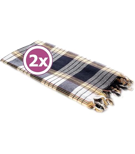 Carenesse Panno Hammam Nero A Quadretti, 100% Cotone, 80 X 175 Cm, Asciugamano Da Bagno Turco - 6