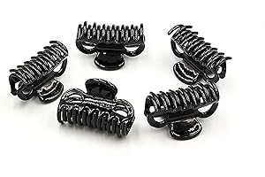 MERCERÍA SUANCES Pinza para el pelo negra tamaño mediano, pack de 5 pinzas de garra para el pelo