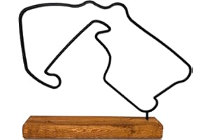RACETRACKS.PL Modèle de circuit de F1 Silverstone, Statue de circuit de Formule 1 Silverstone, Idée de cadeau pour un fan de Formule 1, Fil de circuit de F1 sur base en bois 20cm, Décoration F1 Silverstone