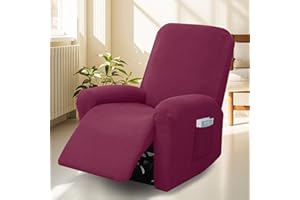 BOUFEIDA 4-Teilig All-Inclusive Sesselbezug, 1 Sitzer Relaxsessel Sesselbezug Stretchhusse mit Taschen, Sesselschoner für Fernsehsessel und Relaxsessel, Anti-Rutsch High Stretch Mit Elastischem Boden