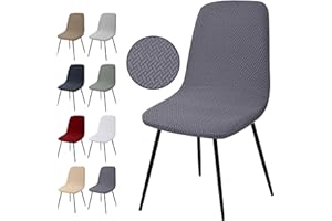 EOZAKAVOD Pokrowce na krzesła 4 Sztuk Rozciągliwe Pokrowców na Krzesła z Muszla Elastyczne Pokrowiec na Krzesło do Jadalni Nowoczesne Zdejmowane Zmywalne na Hotele Bankiet Restauracja (4 Sztuk, T-Szary)