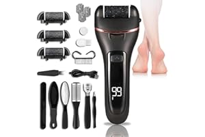 HOUSN Lima Electrica Pies Durezas,Lima Pies Durezas Recargable Diseño Ergonómico con 3 Rodillos y 2 Velocidades,Pedicura Profesional para Pies IPX7 Waterproof para Exfoliante Eliminar Durezas y Callo-Negro