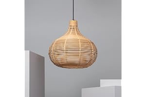 LEDKIA LIGHTING Lámpara Colgante Ratán Yantai 360x375 mm Natural E27 Casquillo Gordo Ratán Decoración Salón, Habitación, Dormitorio