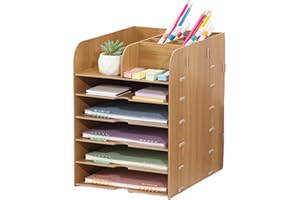Tonsmile Schreibtisch Organizer Holz, Ordnungssystem Tisch Organizer Büro A4 Briefablage Ablagefächer Papierablage