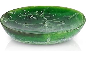 Ajuny Mydelniczka z żywicy, otwór odpływowy, uchwyt na mydło, łatwe czyszczenie, pojemnik na mydło, do prysznica, łazienki, kuchni, organizer do zlewu, dekoracyjny zielony, 13 x 10 cm