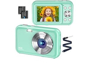 SIXTARY Digitalkamera FHD 1080P 44MP Fotokamera Ultra dünn Fotoapparat Digitalkamera mit Batteries Einfache und Tragbare Digital Kamera für Kinder/Jungen/Mädchen/Studenten/Anfänger/Senioren（Grün）