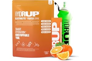 HYDRUP - Elettroliti Senza Zucchero in Polvere 1733 mg + Bottiglia Mescolatrice - Idratazione con Vitamine B e C - Sapore Arancia - 6 Bustine da 14 Grammi - Senza Glutine e Senza Lattosio