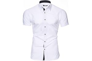 Kayhan Chemisette Homme Chemise Slim Fit Repassage Facile, Coton, Manches Courtes Coupe Modell - Florida S-6XL