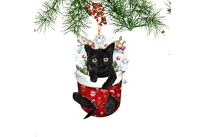 FUKAMOU Weihnachtsbaumschmuck Katze, Weihnachtskatze Deko Ornament, Weihnachtsdeko Ornament, Anhänger Weihnachtsbaum Deko.