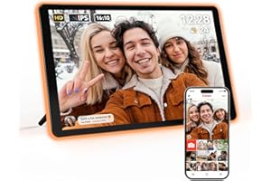 ApoloSign Neon Light – Écran 10,1" Photo numérique FHD, Bande LED à Changement de Couleur alimentée par IA, Application Frameo – Le Meilleur Cadre Photo numérique à Offrir