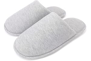 ofoot Damskie kapcie z bawełny ekologicznej, przytulna pianka memory, nadaje się do prania, na lato, do sypialni, gumowa podeszwa